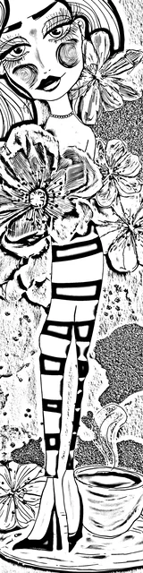 Free colorable bookmarks of a cartoon fashion woman